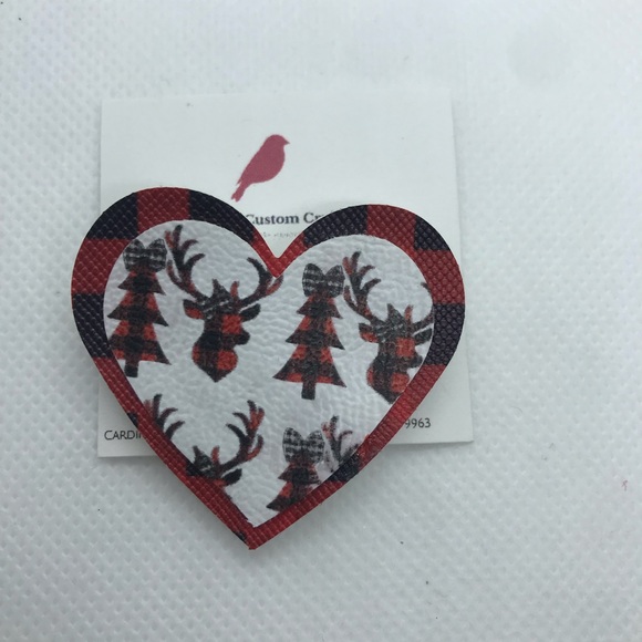 Christmas holiday black red plaid trees deer set - Picture 2 of 5
